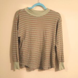 Sonoma green and pink striped long sleeved shirt size S